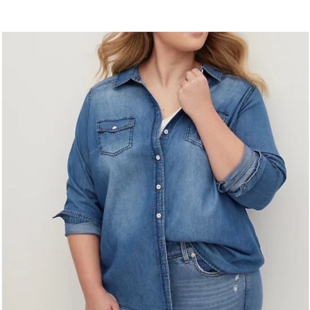 Torrid Blue 3/4 Sleeve Button Down Shirt. Worn once.